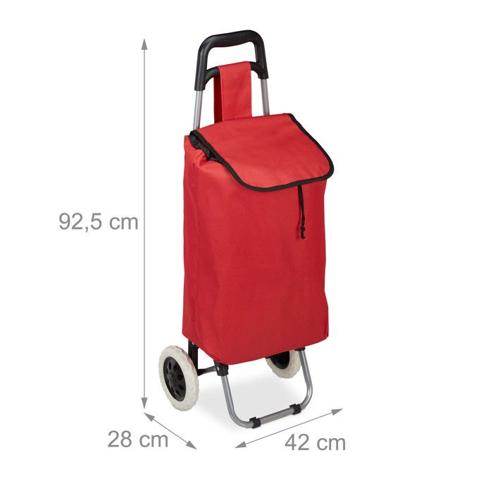 Relaxdays Chariot de courses pliable; sac amovible 28 L,caddie