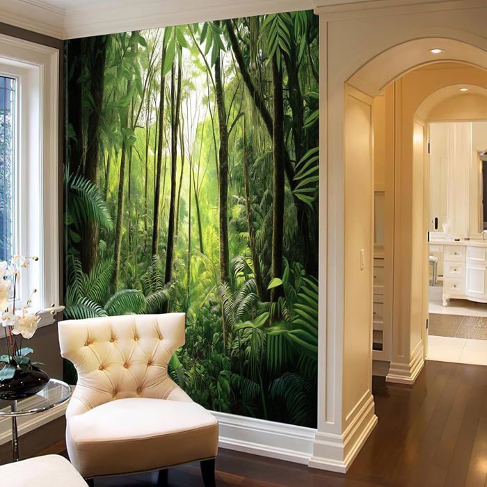 Papier Peint Panoramique Jungle Tropicale 350x256cm Poster Geant Mural ...