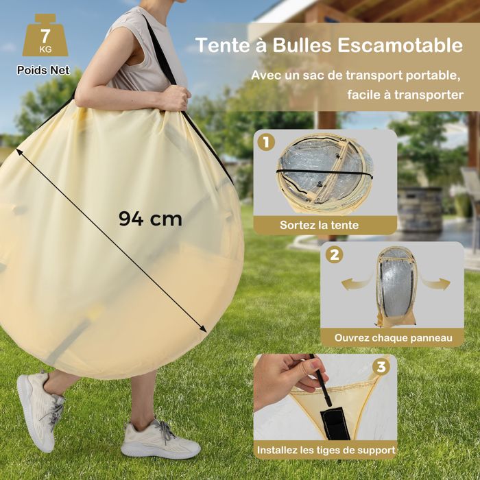 Tente pop-up compacte pour 2 personnes, ultralégère et