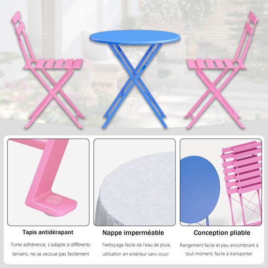 Table Bistrot DEWINNER Lot De 3 Meubles De Jardin De Balcon, Bistrot Bar Salon De Jardin Exterieur 2 Personnes 97182251 Table De Jardin