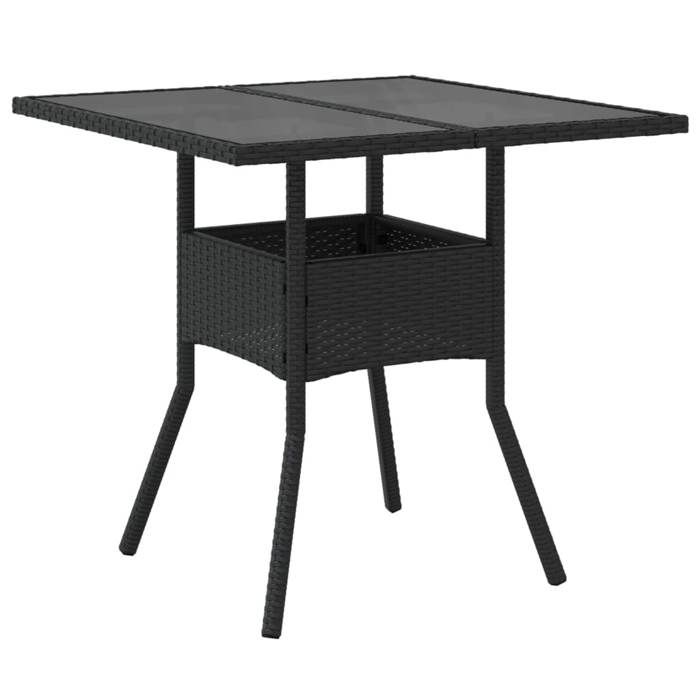 Table De Jardin Gris Clair VidaXL Avec Dessus En Verre - Meuble Extérieur Résine Tressée Pour Terrasse Et Patio