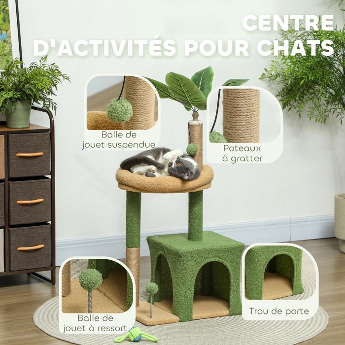 Arbre à chat tour de jeux pour chat avec niche lit griffoirs balles et — free download