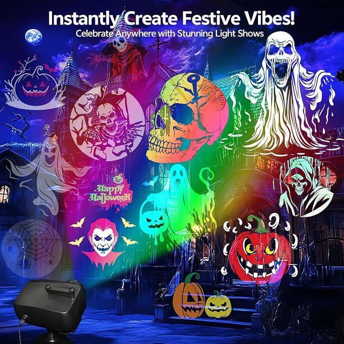 Décoration Noël,MOSSNDAR Projecteur Noël Extérieur,96 Motifs 8 Thème 10