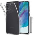 VCOMP® Pour Samsung Galaxy S21 FE 5G 6.4": Coque Silicone gel UltraSlim et Ajustement parfait + Stylet - TRANSPARENT-0
