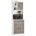 COSTWAY Buffet de Cuisine Meuble Cuisine Rangement avec 3 Portes et 1 Niche de Rangement, Passe-Câble 60 x 40 x 180 CM Blanc