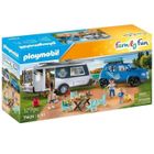 PLAYMOBIL 71423 Famille avec voiture et caravane, My Life, Family Fun, Le Camping, 128 pièces, Dès 4 ans