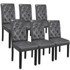 Yaheetech Chaises de Salle à Manger Lot de 6 Chaises de Salon en Similicuir Pieds en Bois Massif de Chêne Gris