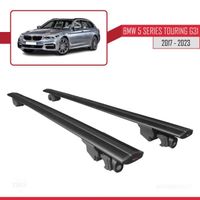Compatible avec BMW 5 Series Touring (G31) 2017-2023 HOOK Barres de Toit Railing Porte-Bagages de voiture Avec verr. Alu NOIR