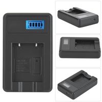 Tbest chargeur de batterie LI-50B Chargeur simple de batterie d'appareil photo NP-45 / Li-40B Chargement USB avec écran LCD noir