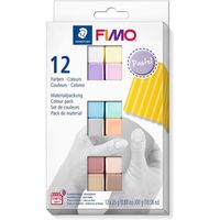 Kit de pâte à modeler Pastel - FIMO - Set de 12 blocs à cuire au four - Doux et souple - Couleurs assorties