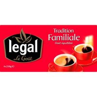 LEGAL Lot de 4 Cafés Tradition Familiale Moulu - 250 g