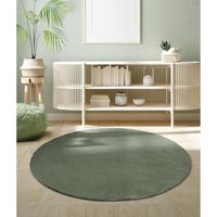 Tapis pour le salon ou la chambre en vert foncé 120x120 cm | Rond | Lavable jusqu'à 30 degrés | Tapis LOFT de The Carpet