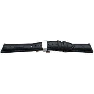 20 mm Ceintures de Bande de Bracelet de Montre en Cuir véritable Noir