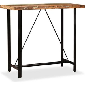 MANGE-DEBOUT Table haute mange debout bar bistrot bois massif de récupération 120 x 60 x 107 cm 0902083