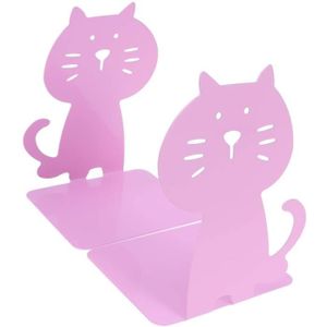 Support créatif Accessoire de papeterie pour la maison et le bureau ABOOFAN 1 paire de serre-livres en forme de chat rose 