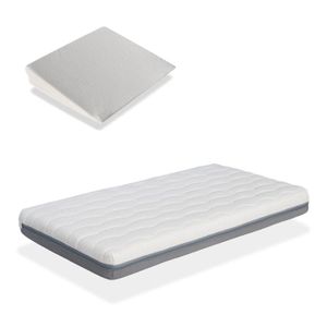 MATELAS BÉBÉ Matelas bébé KALA 70X140X11 CM + plan incliné 15° - Déhoussable et lavable. Mousse à mémorie de forme