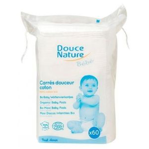 COTON BÉBÉ Douce Nature Maxi Carrés Douceur Coton Bio pour Bébé x 60