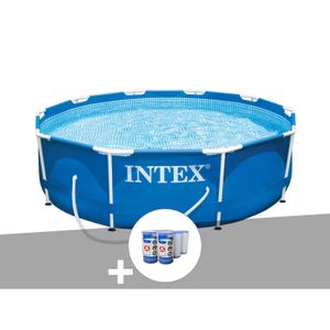 PISCINE Kit piscine tubulaire Intex Metal Frame ronde 3,05