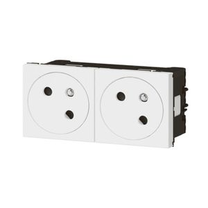 Prise électrique carré pour plaque 2 places (modules 55x55 mm