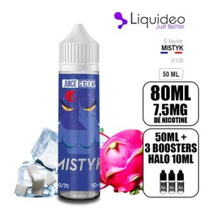 LIQUIDEO - 80ML saveur MISTYK avec 7.5MG de nicotine (50ML en 0MG + 3  BOOSTER de 10ML) - ID : PRD3 - Cdiscount Au quotidien