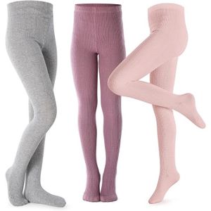 COLLANT 3 pieces chaussettes de corps pour filles Chaussettes en tricot de coton doux et chaud Automne et hiver Leggings de couleur unie 