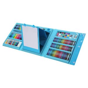 KIT DE DESSIN Pwshymi Crayons d'étudiant Kit de dessin pour enfants, 208 pièces, Design de dessin animé, couleurs vives creatifs vitrine Bleu