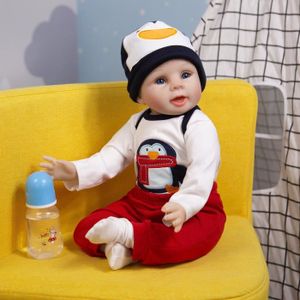 POUPÉE RUMOCOVO® Poupée bébé Reborn 22 pouces, robe en tissu pingouin, cadeau à la mode pour enfants