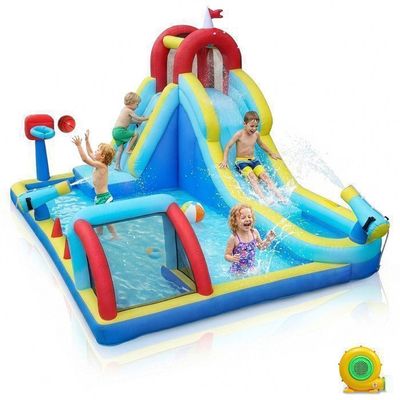 VEVOR Château Gonflable, Aire de Jeux Gonflable avec Souffleur, Deux Toboggans Aquatiques, Piscine, Grande Zone de Saut, Panier de Basket, Canon à Eau, pour 3 à 4 Enfants de 3 à 8 VEVOR Château Gonflable, Aire de Jeux Gonflable avec Souffleur, Deux Toboggans Aquatiques, Piscine, Grande Zone de Saut, Panier de Basket, Canon à Eau, pour 3 à 4 Enfants de 3 à 8