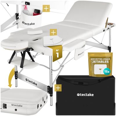 Table De Massage Pliante 2 Zones + Porte Rouleau Cosmétique + Sac De Transport - Neuf