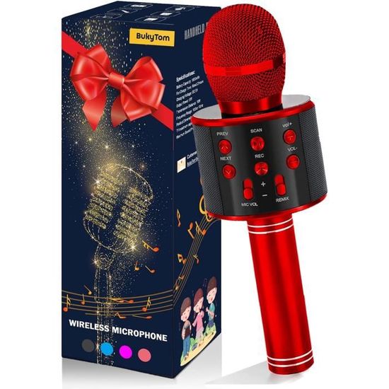 Kit Karaoké Enfant Avec 2 Micros Sans Fil - Bluetooth, Lumières LED Et Effets Vocaux - Cadeau 3-12 Ans