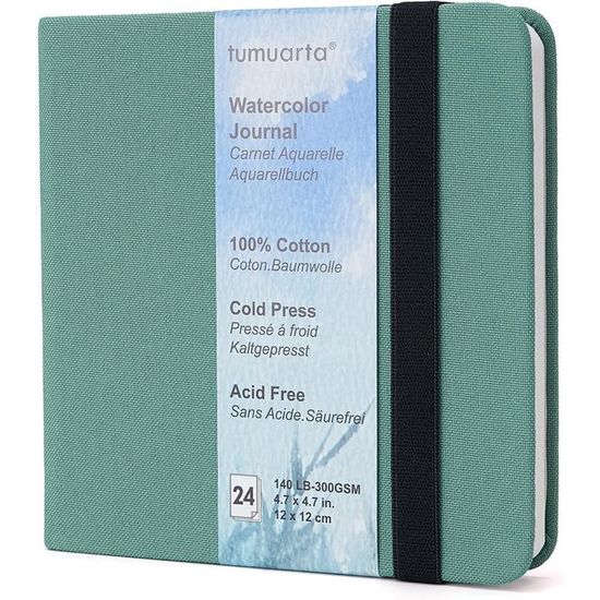 Carnet Aquarelle 100% Coton 300g/m² - 20 Feuilles 23.5x16cm, Papier Pressé à Froid Sans Acide Pour Artistes - 6