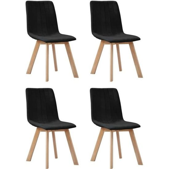 Lot de 4 chaises de salle à manger - Style scandinave -Chaise de cuisine - Noir Tissu