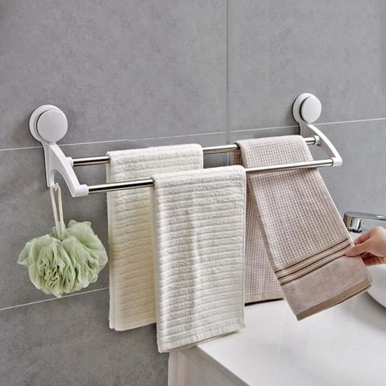 WMMIN Porte-Serviettes Mural pour Salle de Bain Étagère de Salle de Bain en Aluminium Porte-Serviettes à Deux tiges Support de Rangement pour Salle de Bain Support de Douche Étagères de