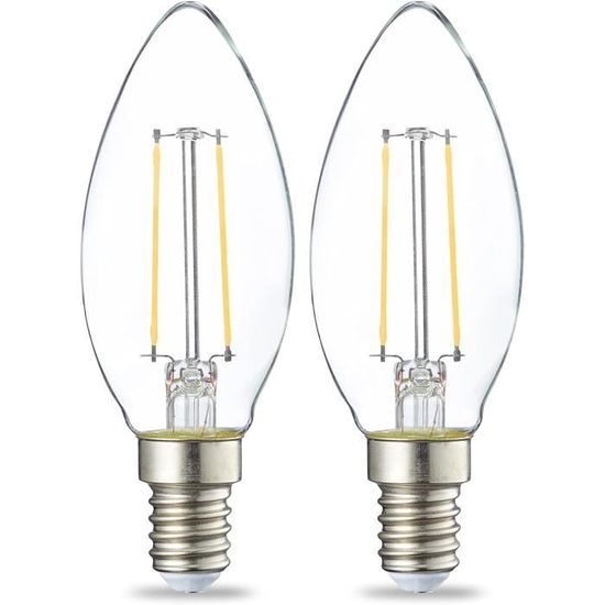 5,5 W équivalent de 40 W 2 700 K 15 000 heures blanc chaud Umi par Lot de 2 ampoules LED bougie avec petit culot à vis Edison C37 E14 