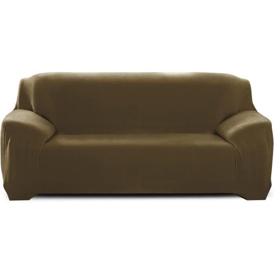 Housse De Canapé Extensible En Velours – Oatmeal – Anti-dérapante, Lavable – Taille XL