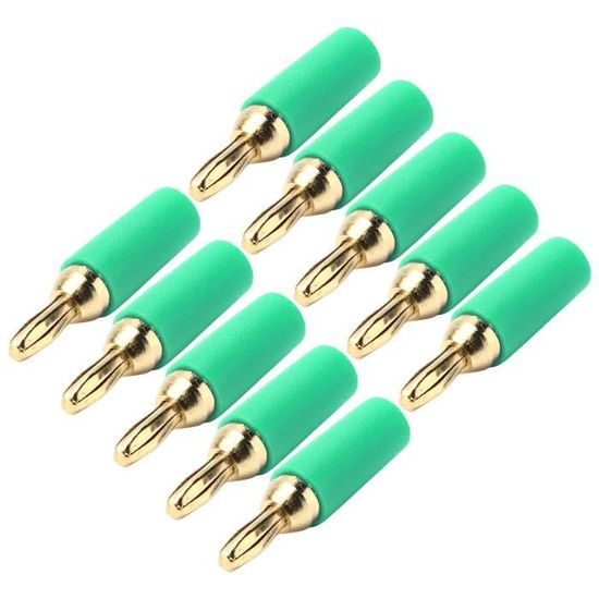 10 Fiches Banane 2,5 Mm à Souder - Laiton Plaqué Or, Rouge Et Noir, Pour Connexion Haut-parleur