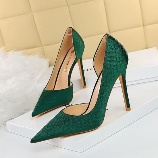 Escarpin Femme Mode Sexy Talon Haut Bout Pointu Couleur Vert 10.5cm Achat Vente Escarpin Femme Mode Sexy Talon Haut Bout Pointu Couleur Vert 10.5cm pas cher Cdiscount