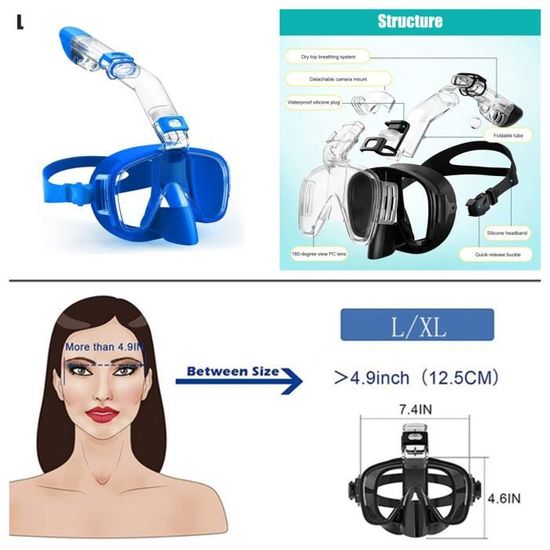 Masque De Plongée Panoramique Micisty Adulte - 180° Anti-buée Verre Trempé