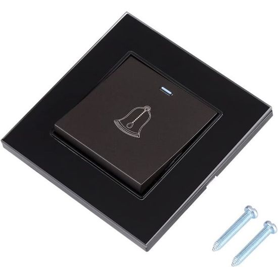 Autocollants Cloche Pour Interrupteur Sonnette - Lot De 2 - Noir Brillant 3,8x4,3cm