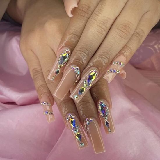 Faux Ongles Violet Ombre Ballerine Longs