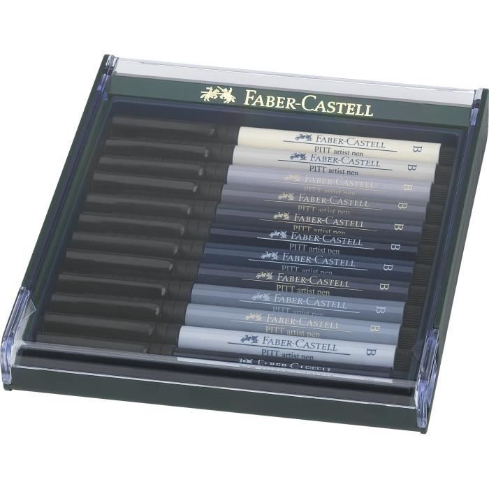 FABER-CASTELL Boîte de 12 feutres gris