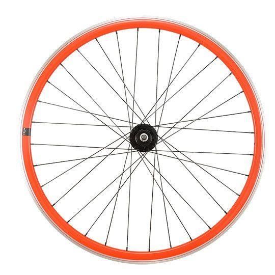 Roue fixie 700 ar ecrou axe plein jante rouge mach1 430. moyeu noir flip/flop 16dts