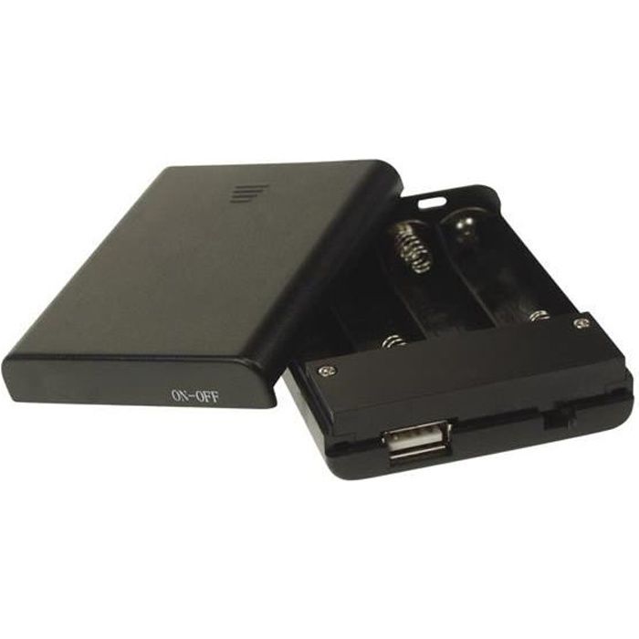 BOITIER DE 4 PILES R6 AVEC CONNEXION USB + INTER