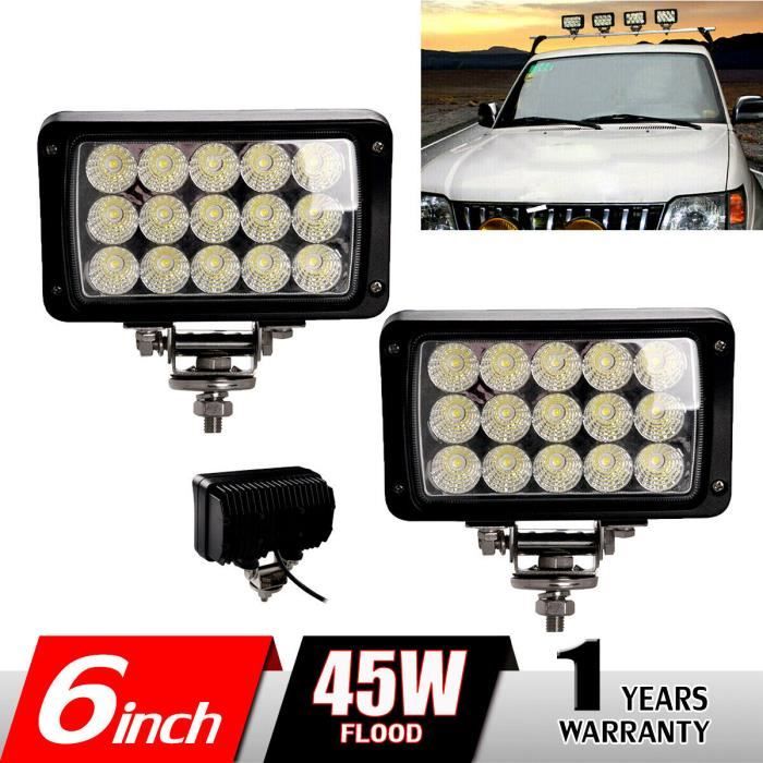2x 45W Rectangulaire phares de travail à LED feu de travail work light voiture Lampe 12V