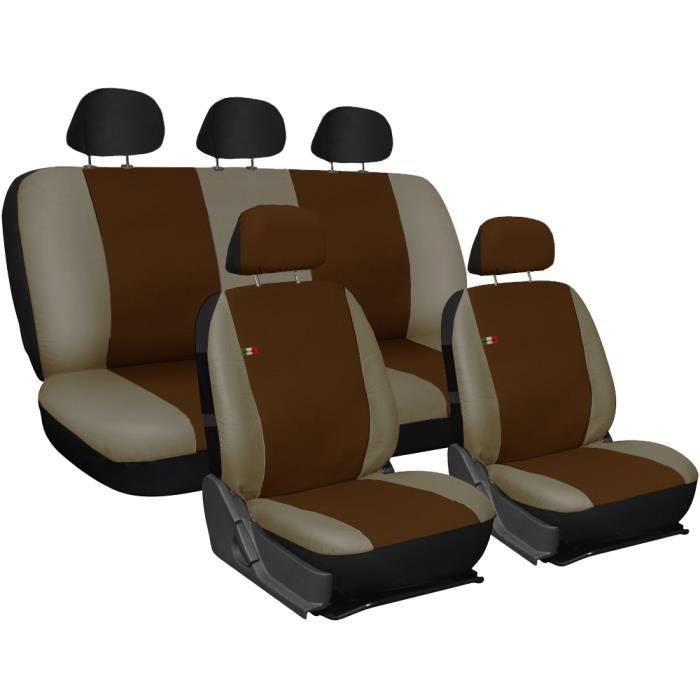Housses de siège eco-cuir deux-colorés Fiat Nouvelle Panda - marron beige