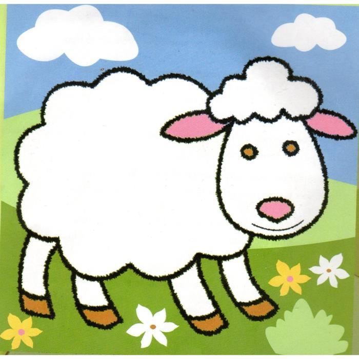 Kit Canevas Enfant Mouton 14 x 14 cm Petits trous