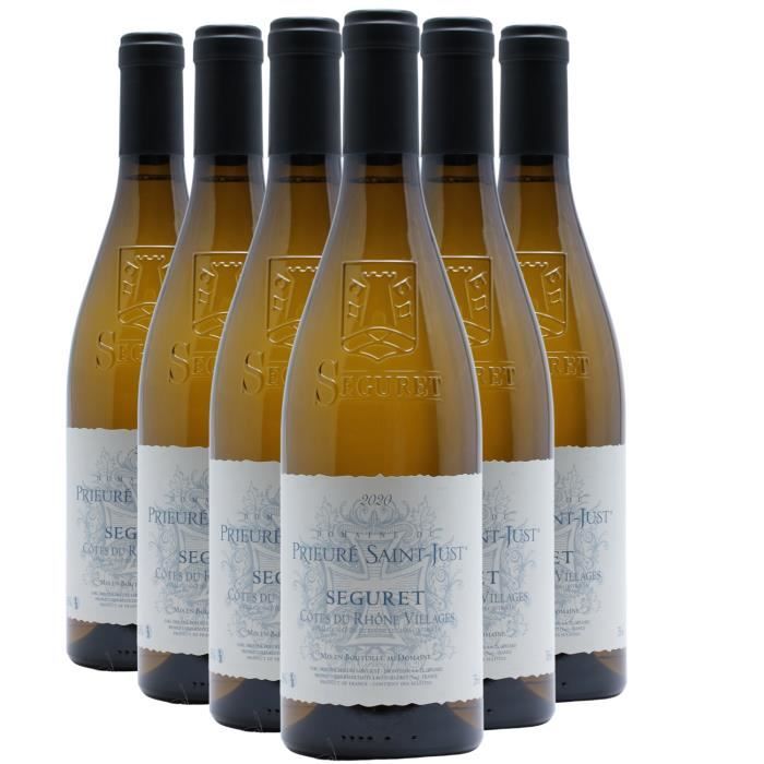 Côtes du Rhône Villages Séguret Blanc 2022 - Lot de 6x75cl - Domaine du Prieuré Saint-Just - Vin AOC Blanc de la Vallée du Rhône