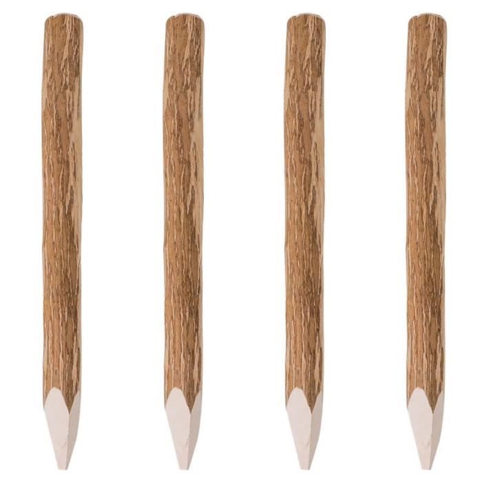 ♪♪5449 Lot de 4 Poteaux pointus de clôture Classique - Piquet Poteau Bois de noisetier 90 cm MEUBLE®