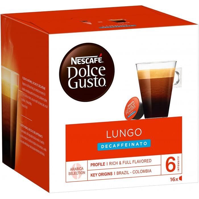 Nescafé Dolce Gusto Lungo Decaffeinato - Café Décaféiné - 16 Capsules (1 Boîte X 16)