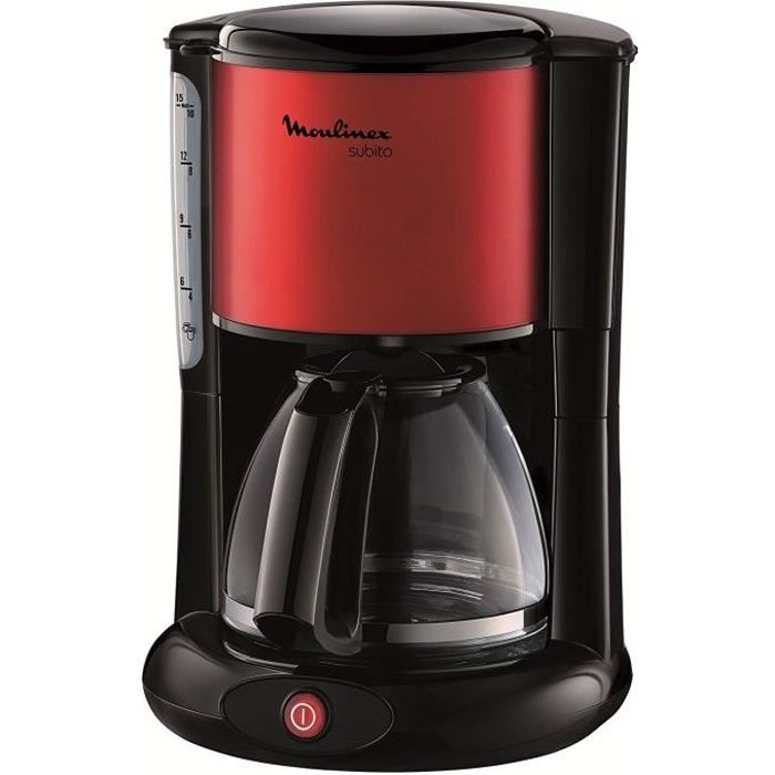 Moulinex FG360D11 Cafetière Filtre Verseuse Subito Rouge Inox 10-15 Tasses 1000W